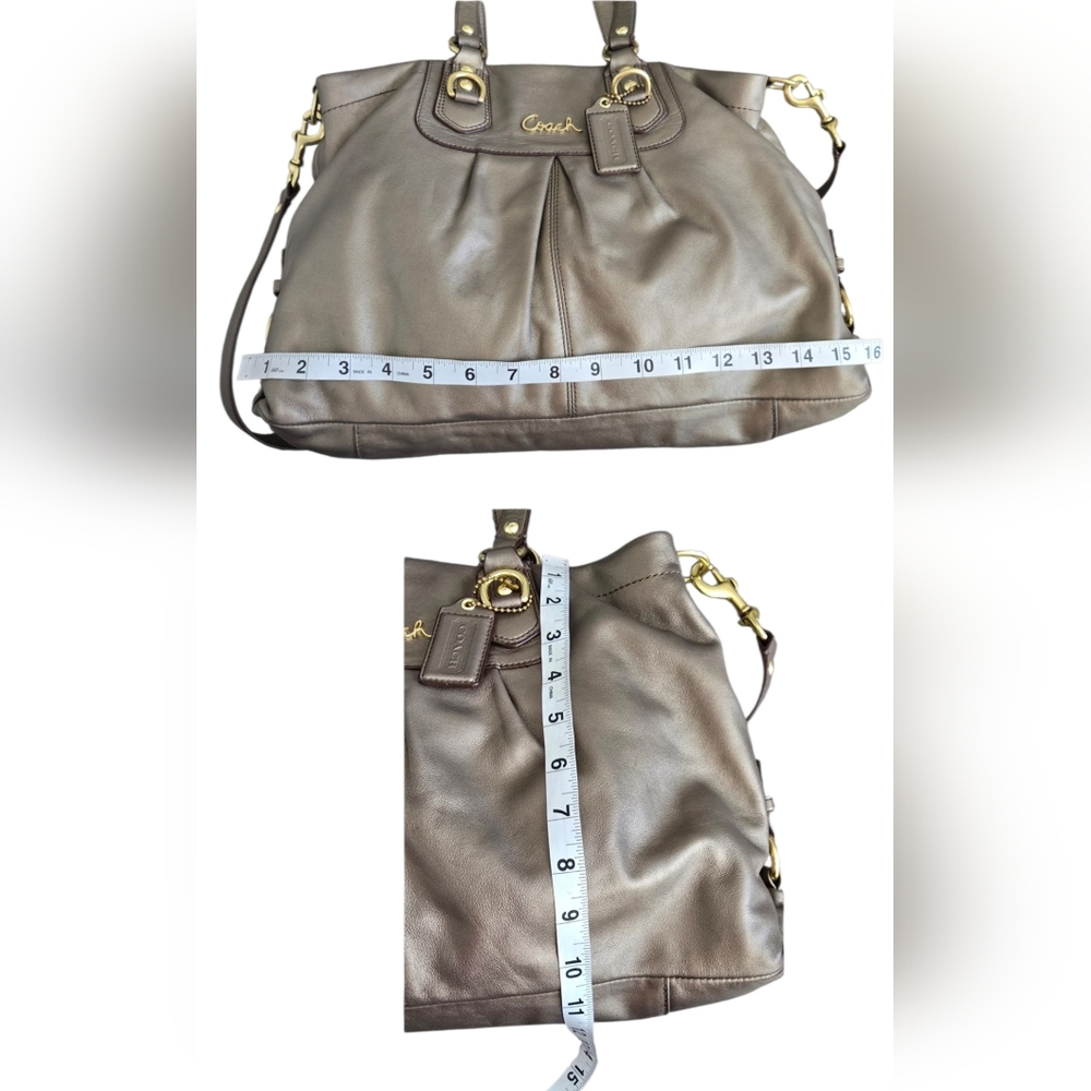 Coach Ashley Leather Satchel F15513 Shoulder Bag Metallic Bronze EUC - Picture 7 of 14